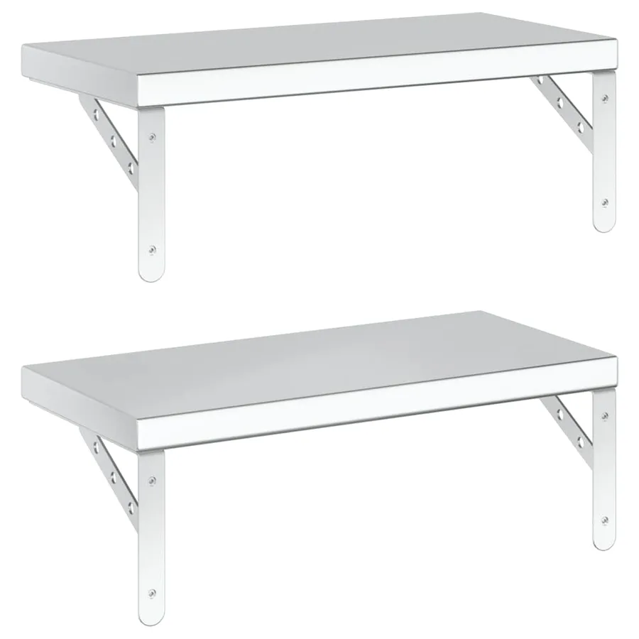 Étagères murales 2 pcs 50x23,5 cm argenté acier inoxydable - 7