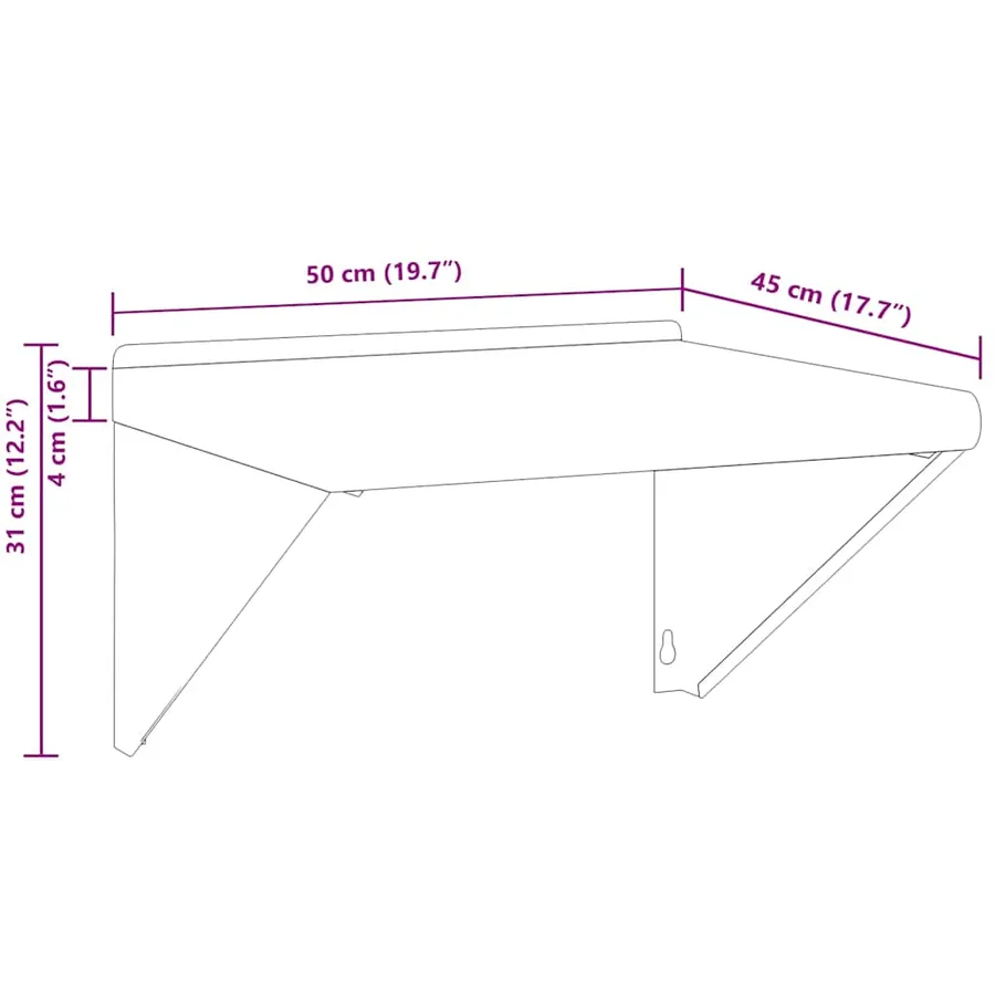 Supports d'étagères 4 pcs 23,5x2,5x15,5cm noir acier inoxydable - 11