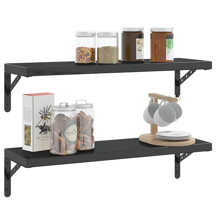 Supports d'étagères 4 pcs 23,5x2,5x15,5cm noir acier inoxydable - 4