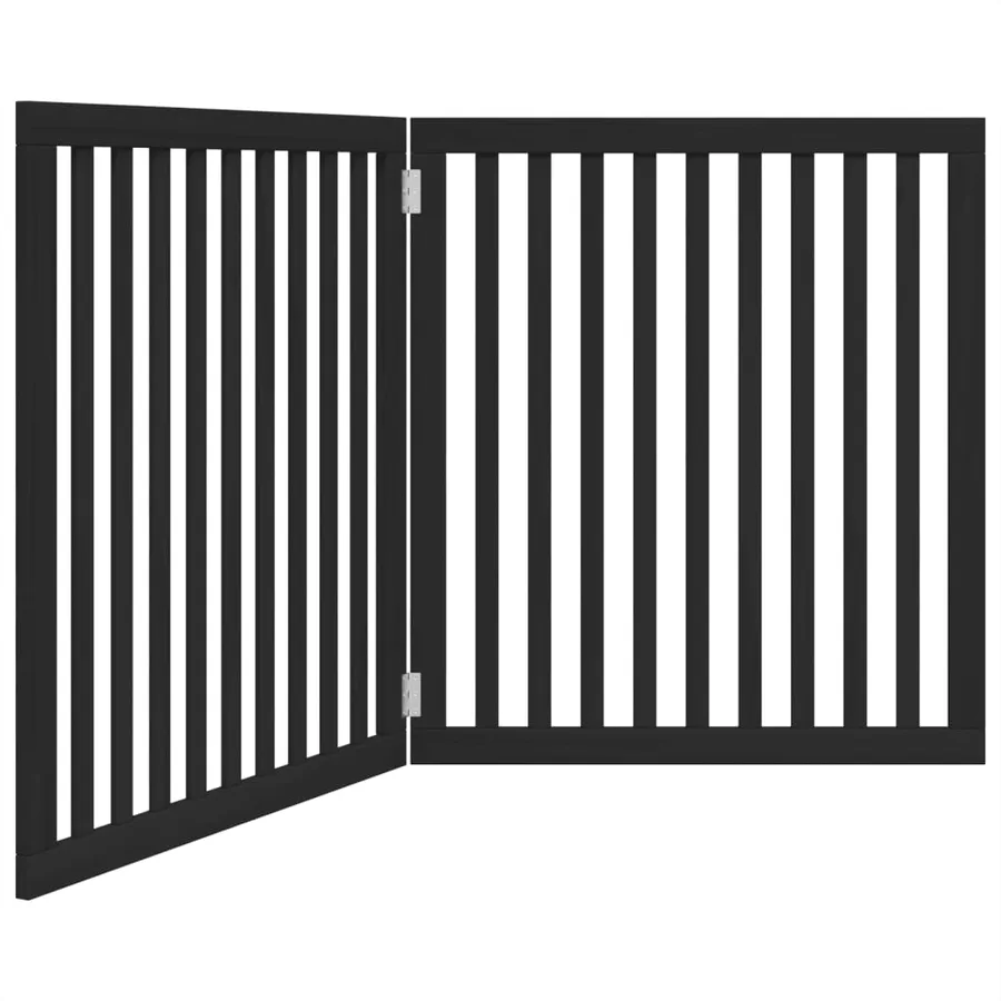 Barrière pour chien pliable 2 panneaux noir bois de peuplier - 2