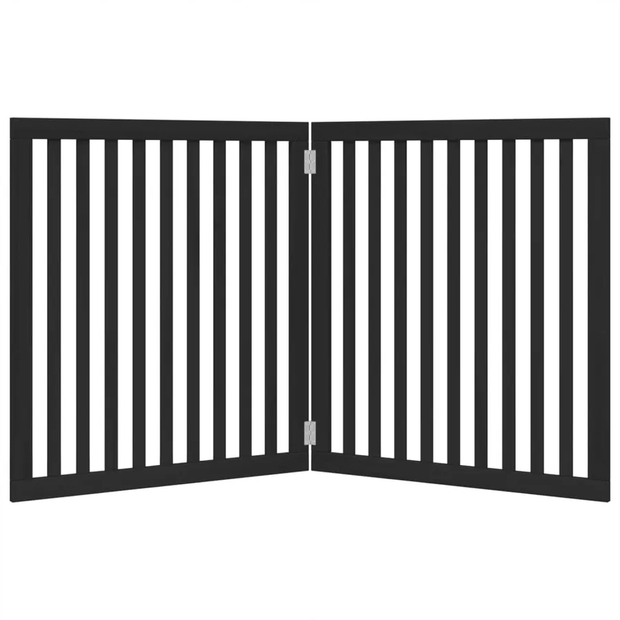Barrière pour chien pliable 2 panneaux noir bois de peuplier - 4
