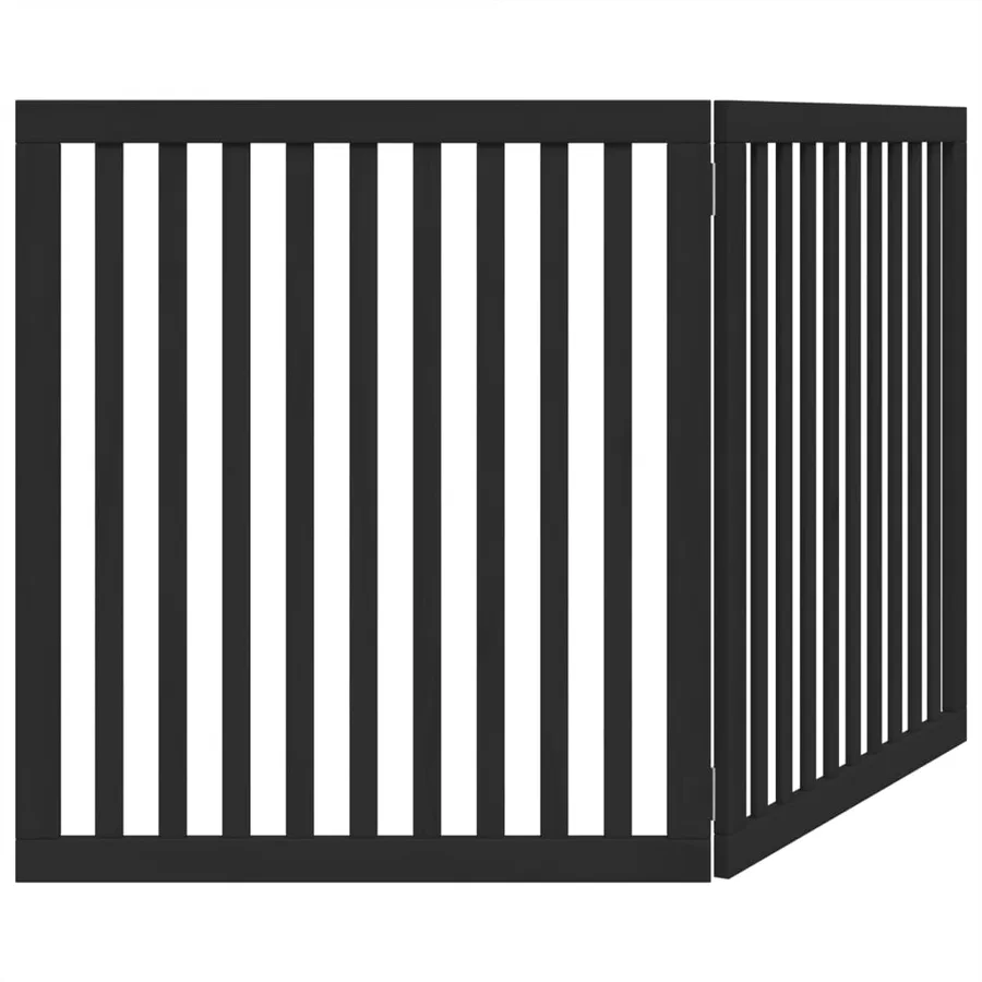 Barrière pour chien pliable 2 panneaux noir bois de peuplier - 6