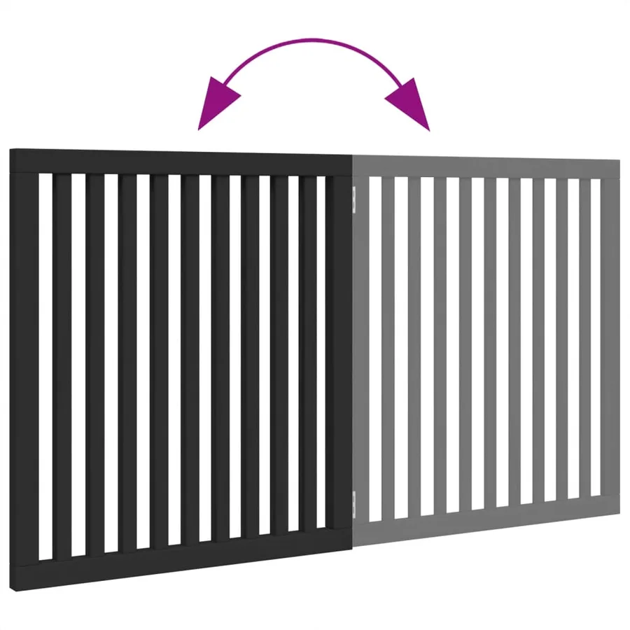Barrière pour chien pliable 2 panneaux noir bois de peuplier - 7