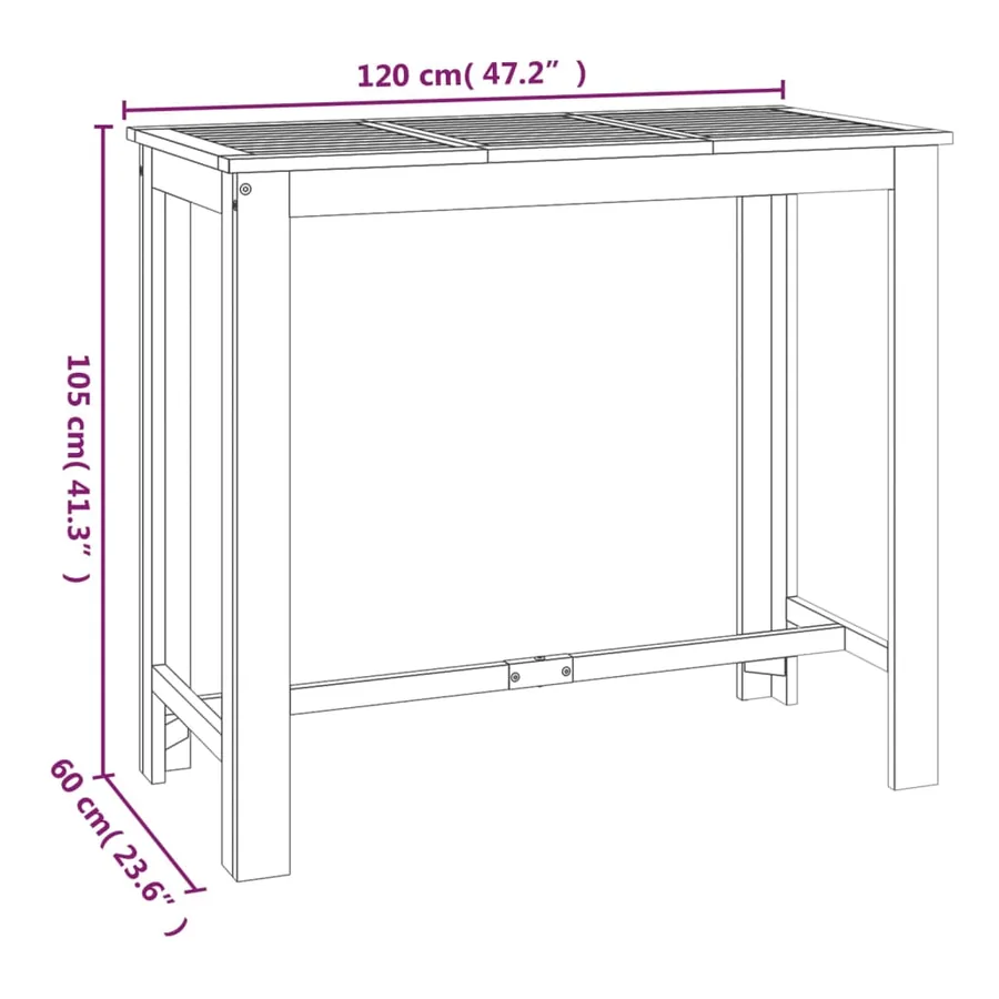 Ensemble de bar de jardin 7 pcs bois d'acacia solide - 9