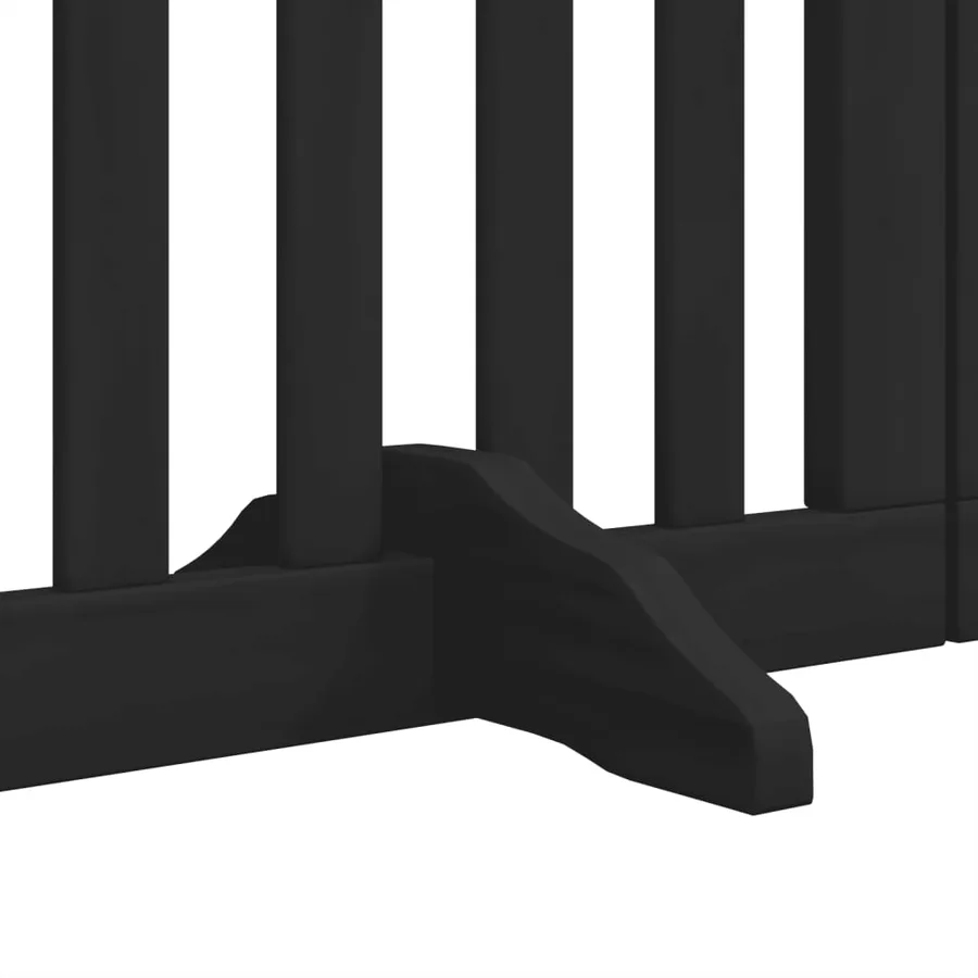 Barrière pour chiens et porte 6 panneaux noir bois de peuplier - 10