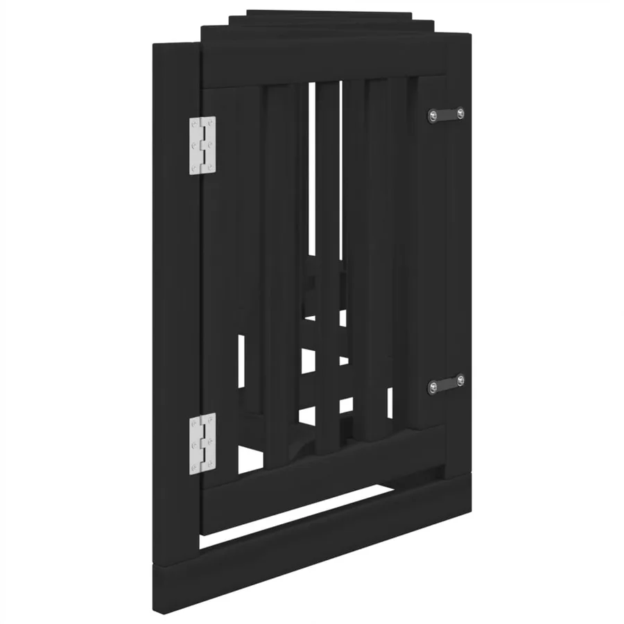 Barrière pour chiens et porte 6 panneaux noir bois de peuplier - 5