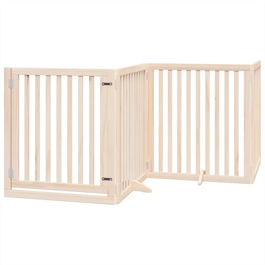 Barrière pour chien porte pliable 8 panneaux bois de peuplier - 3