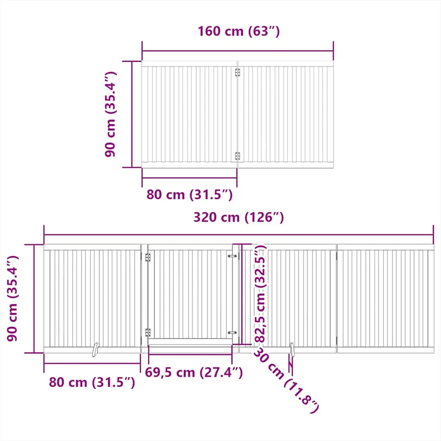 Barrière pour chien porte pliable 12 panneaux bois de peuplier - 11