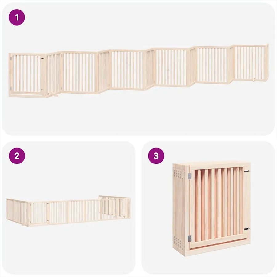 Barrière pour chien porte pliable 12 panneaux bois de peuplier - 5