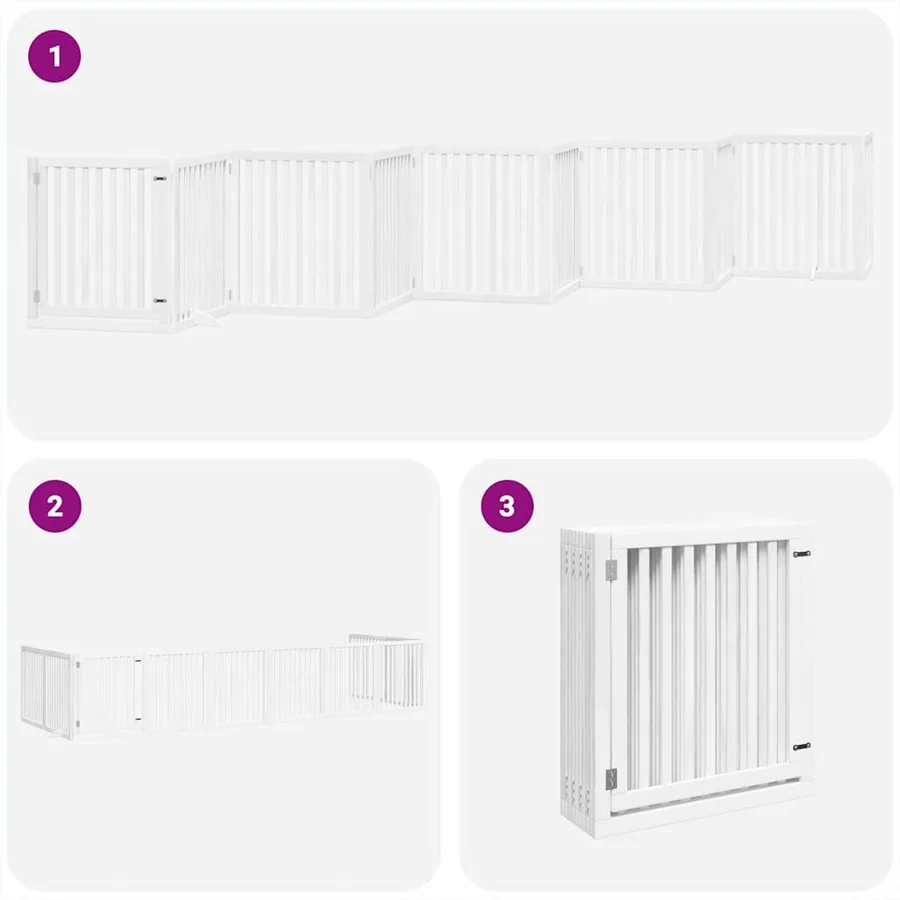 Barrière pour chien porte pliable 10 panneaux bois de peuplier - 5