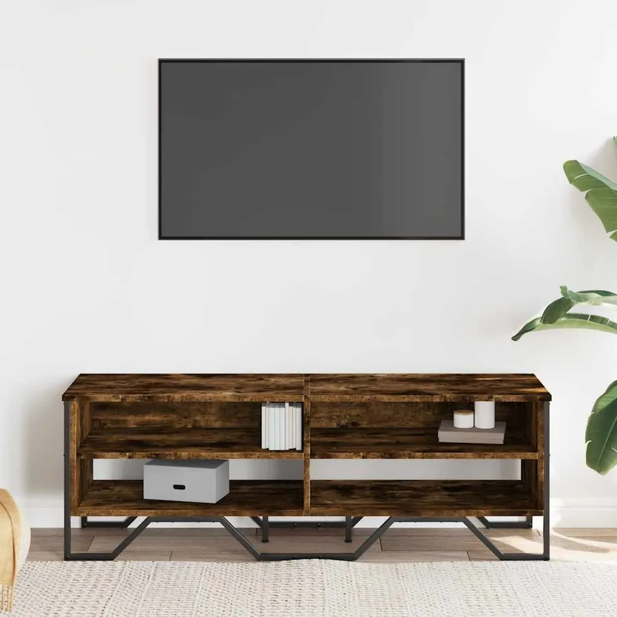 Meuble TV chêne fumé 122x34x41 cm bois d'ingénierie - 3