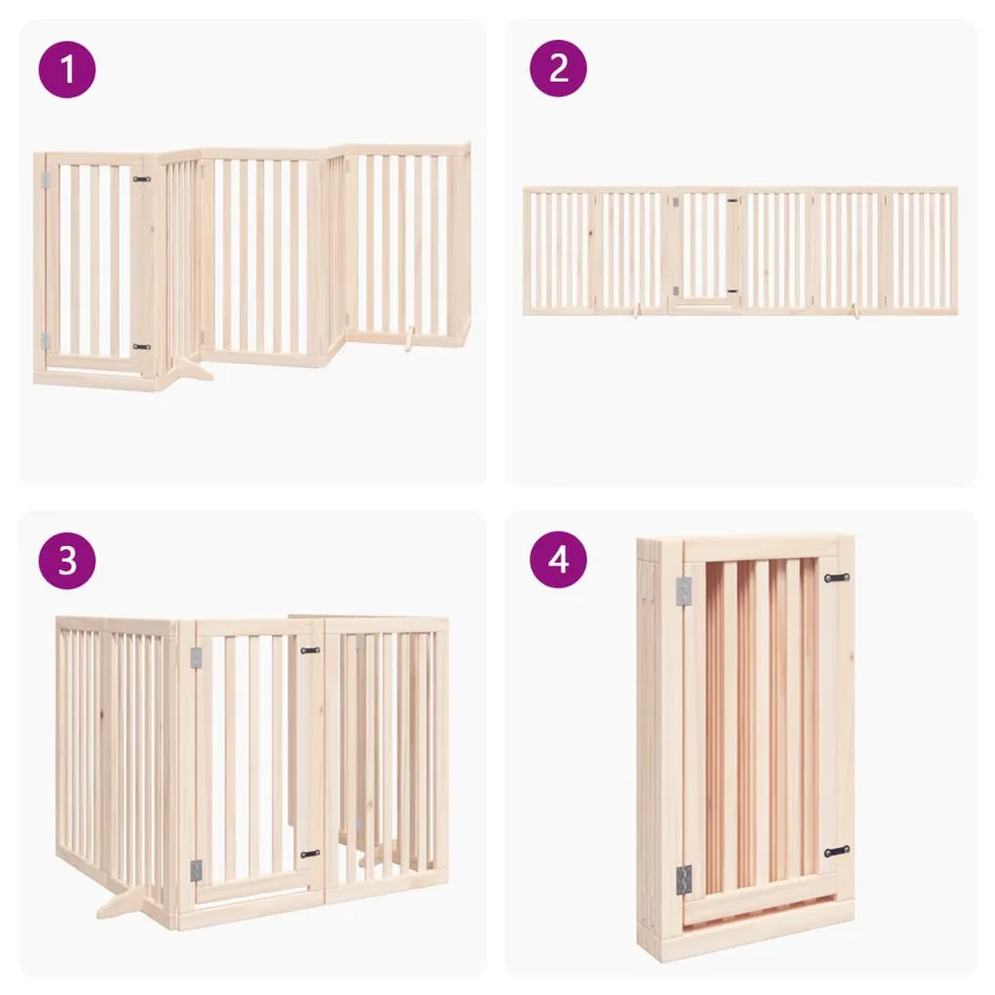 Barrière pour chien avec porte pliable 6 panneaux 300 cm Bois de peuplier - 7