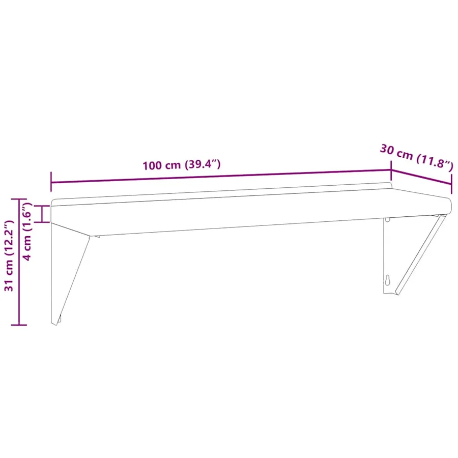Étagère murale 100x30x31 cm argenté acier inoxydable - 11