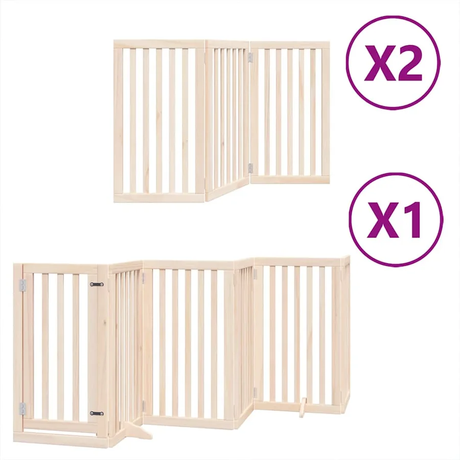 Barrière pour chien porte pliable 12 panneaux bois de peuplier - 2