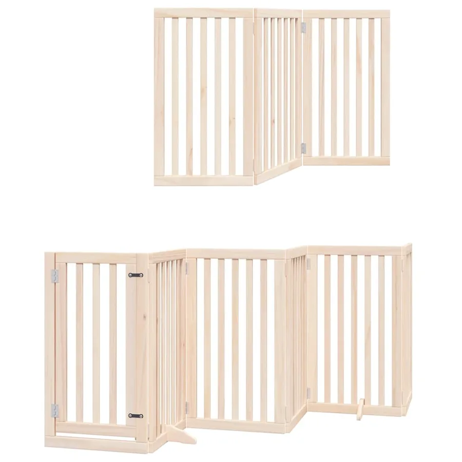 Barrière pour chien porte pliable 12 panneaux bois de peuplier - 3