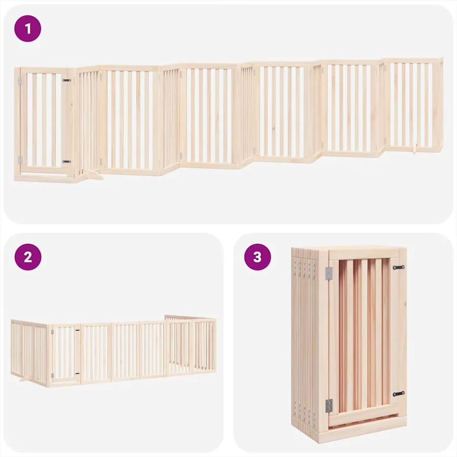 Barrière pour chien porte pliable 12 panneaux bois de peuplier - 6