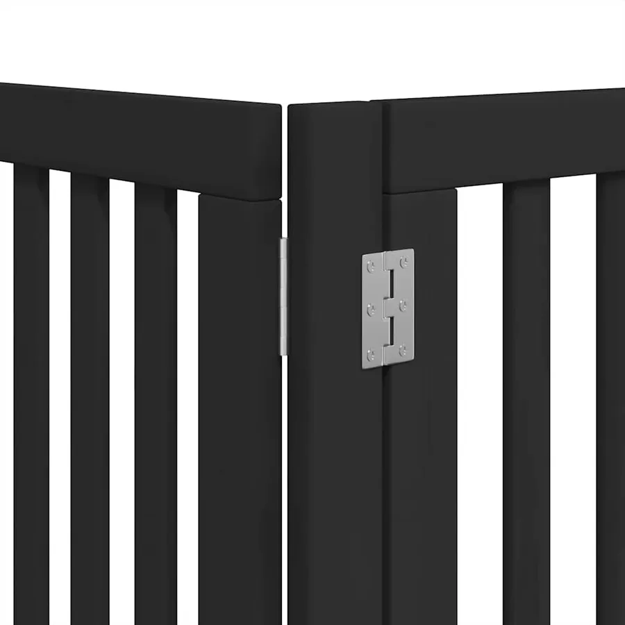 Barrière pour chien porte pliable 9 panneaux noir bois peuplier - 10