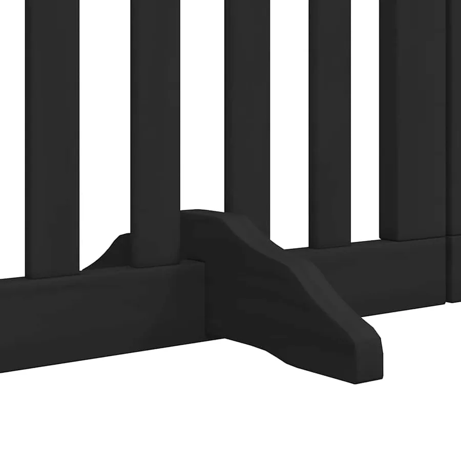 Barrière pour chien porte pliable 9 panneaux noir bois peuplier - 6