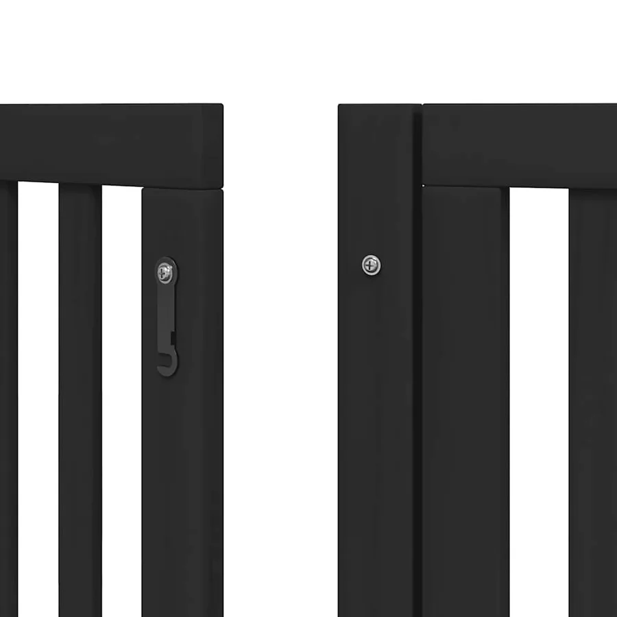 Barrière pour chien porte pliable 9 panneaux noir bois peuplier - 9