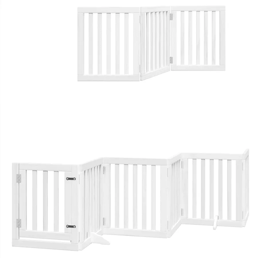 Barrière pour chien porte pliable 9panneaux blanc bois peuplier - 12