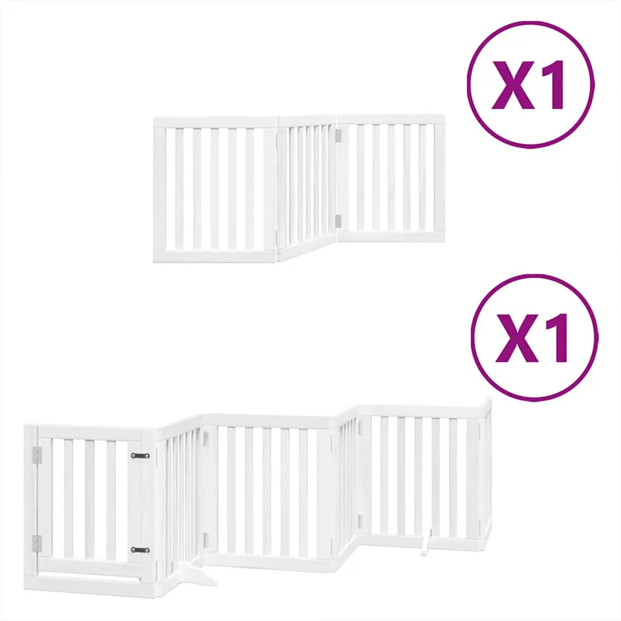 Barrière pour chien porte pliable 9panneaux blanc bois peuplier - 2