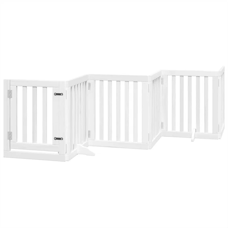 Barrière pour chien porte pliable 9panneaux blanc bois peuplier - 3