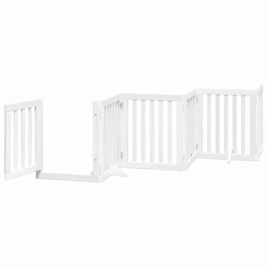 Barrière pour chien porte pliable 9panneaux blanc bois peuplier - 4