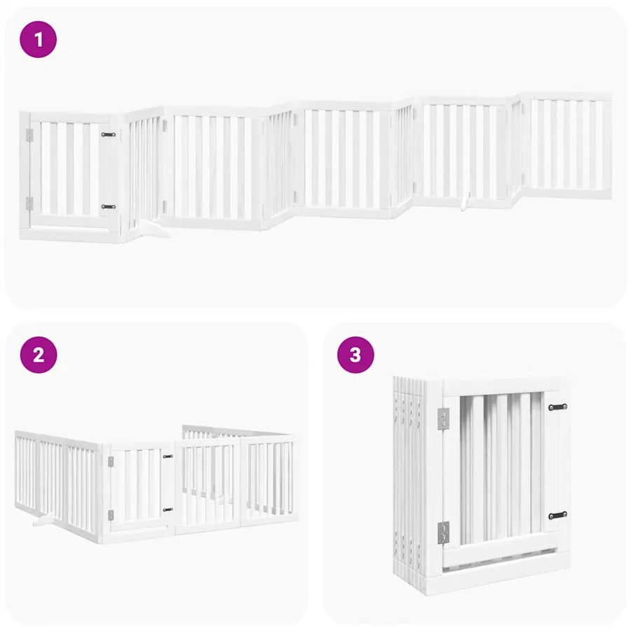 Barrière pour chien porte pliable 9panneaux blanc bois peuplier - 5