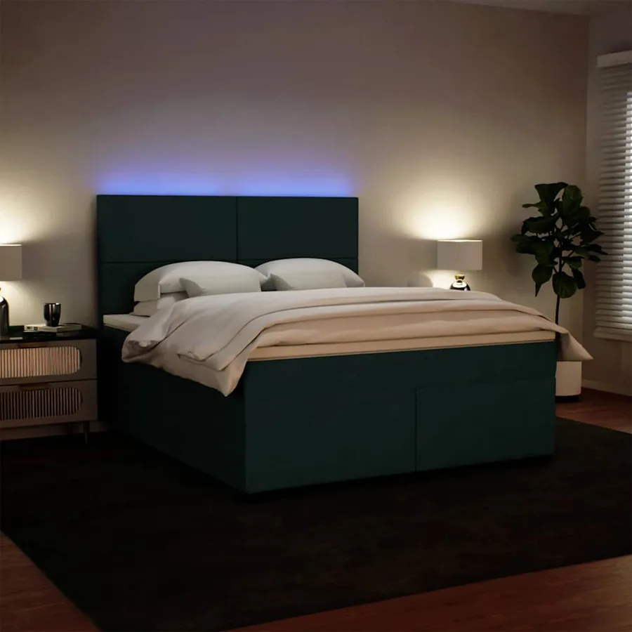 Sommier à lattes de lit et matelas Vert foncé 180x200cm Velours - 5