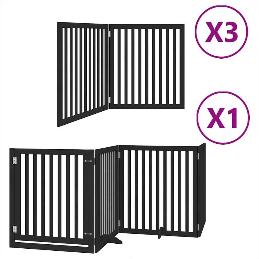Barrière pour chien porte pliable 10panneaux noir bois peuplier - 2
