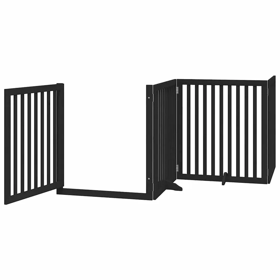 Barrière pour chien porte pliable 10panneaux noir bois peuplier - 4