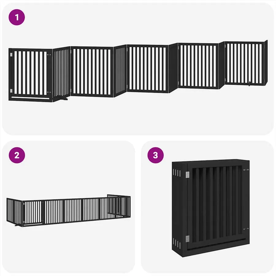 Barrière pour chien porte pliable 10panneaux noir bois peuplier - 5