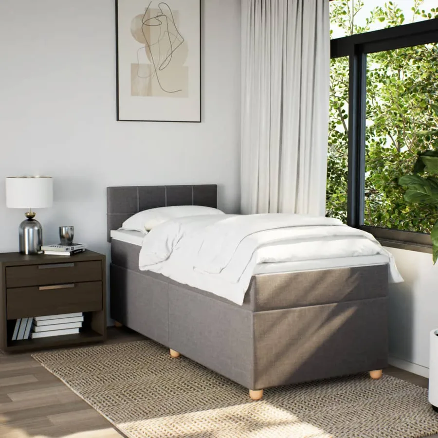 Sommier à lattes de lit avec matelas Taupe 90x190 cm Tissu - 3