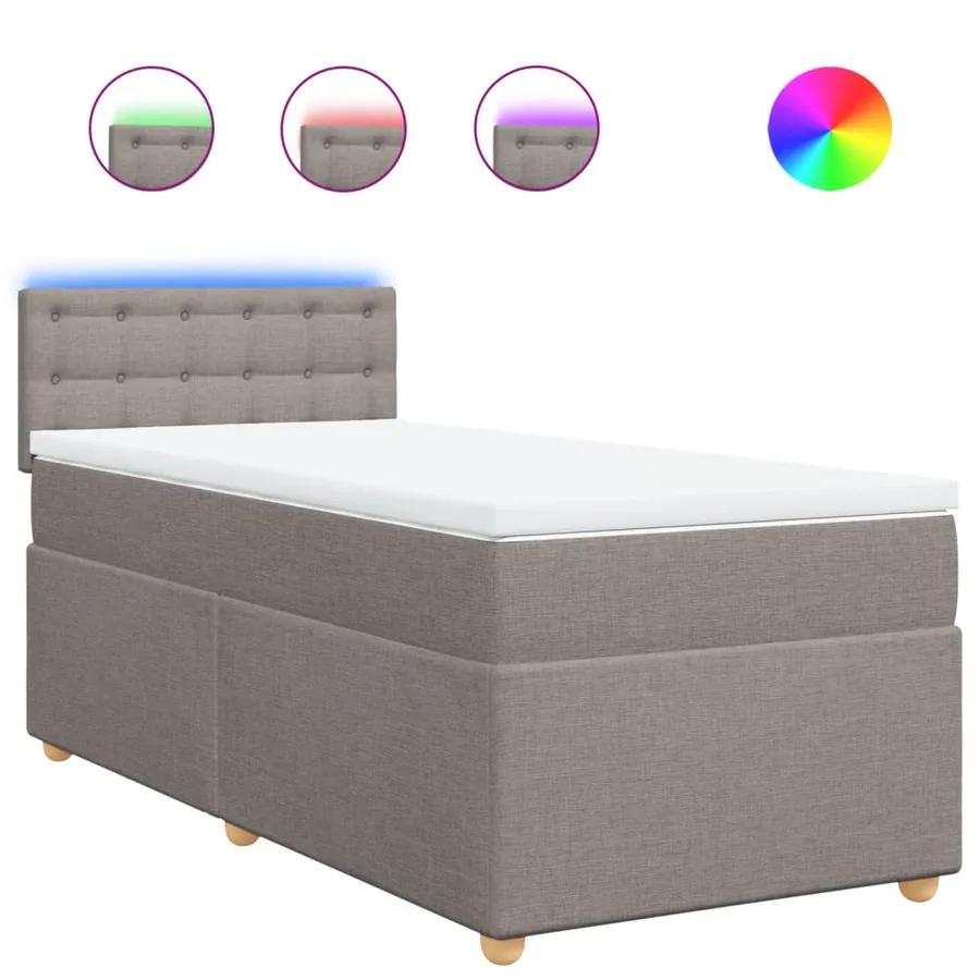 Sommier à lattes de lit avec matelas Taupe 90x190 cm Tissu - 2