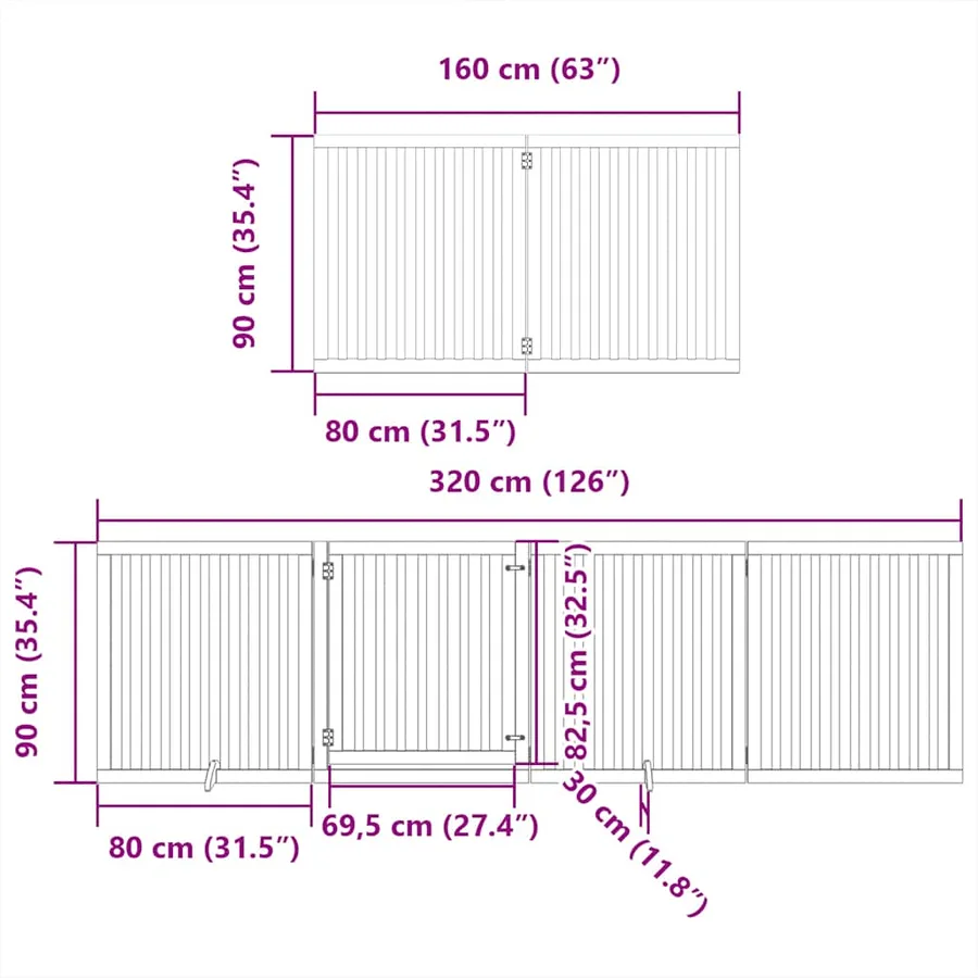 Barrière pour chien porte pliable 6 panneaux noir bois peuplier - 11