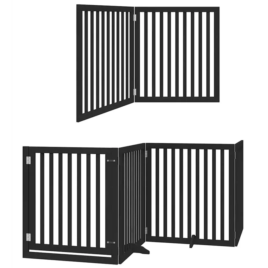 Barrière pour chien porte pliable 6 panneaux noir bois peuplier - 12