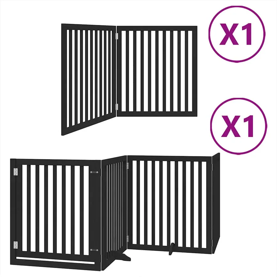 Barrière pour chien porte pliable 6 panneaux noir bois peuplier - 2