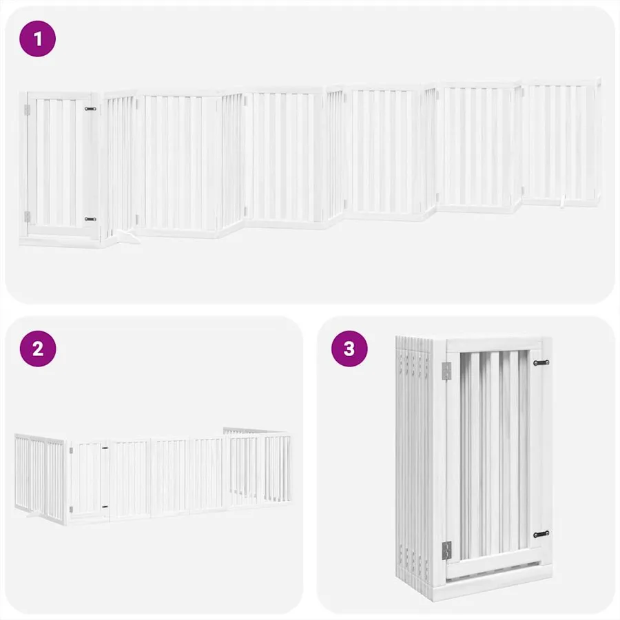 Barrière pour chien porte pliable 12 panneaux bois de peuplier - 5