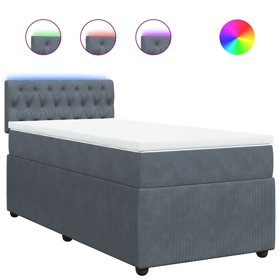 Sommier à lattes de lit et matelas Gris foncé 80x200 cm Velours - 2