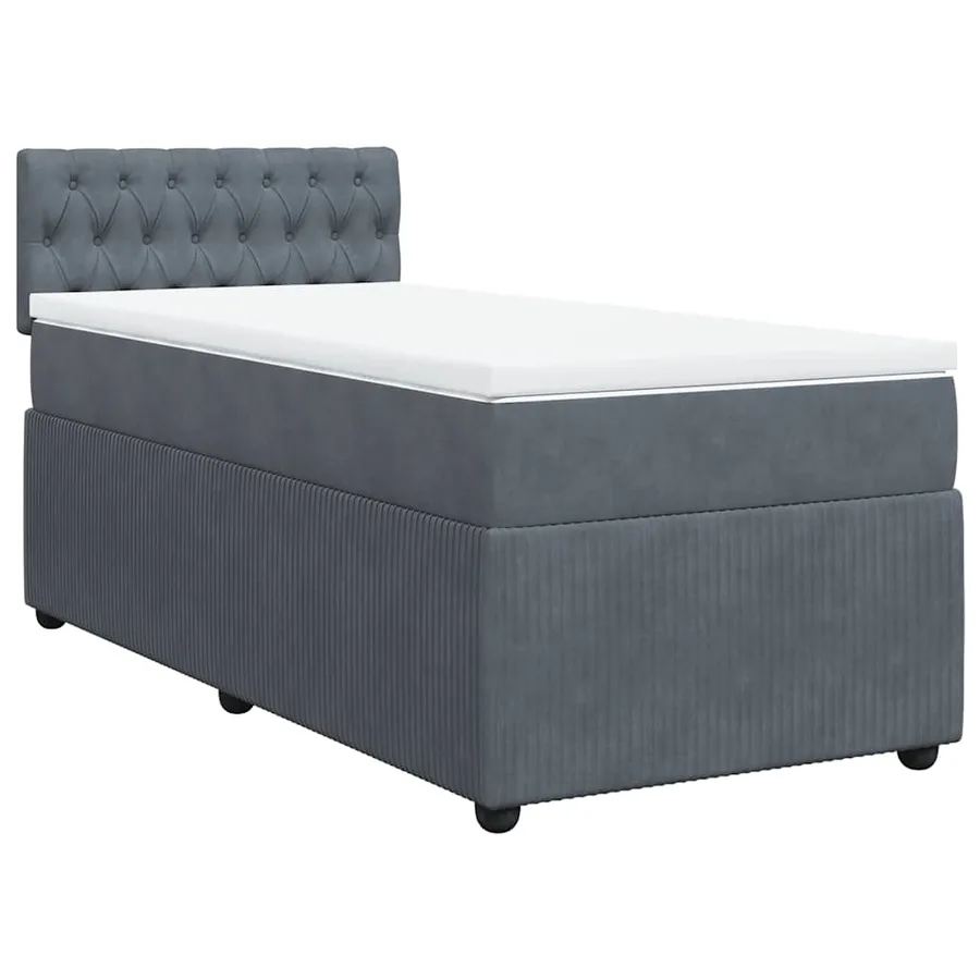 Sommier à lattes de lit et matelas Gris foncé 80x200 cm Velours - 2