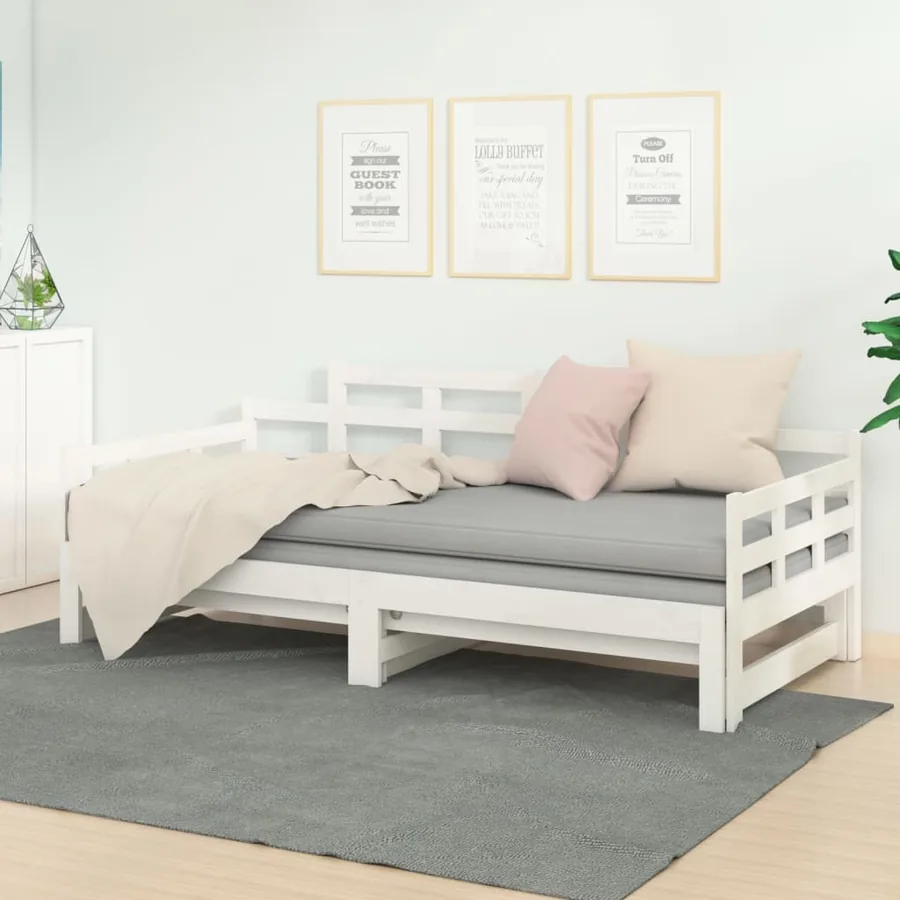 Lit coulissant sans matelas blanc 2x(90x190) cm