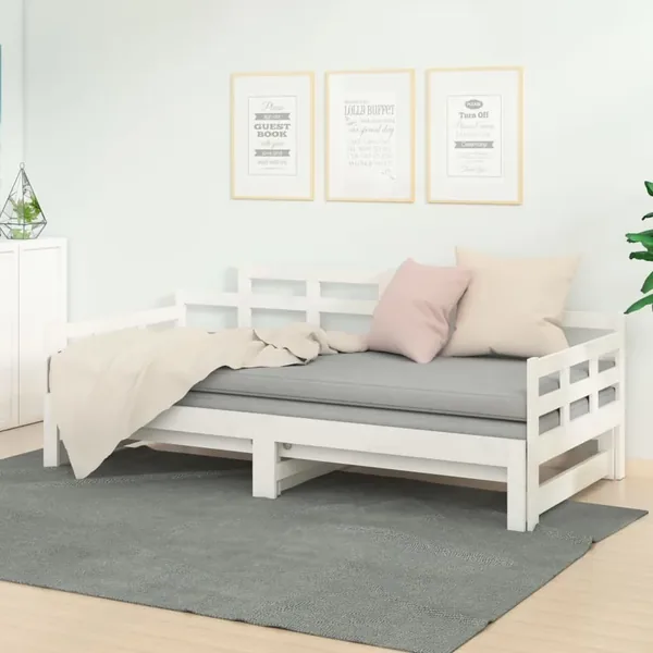 Lit coulissant sans matelas blanc 2x(90x190) cm