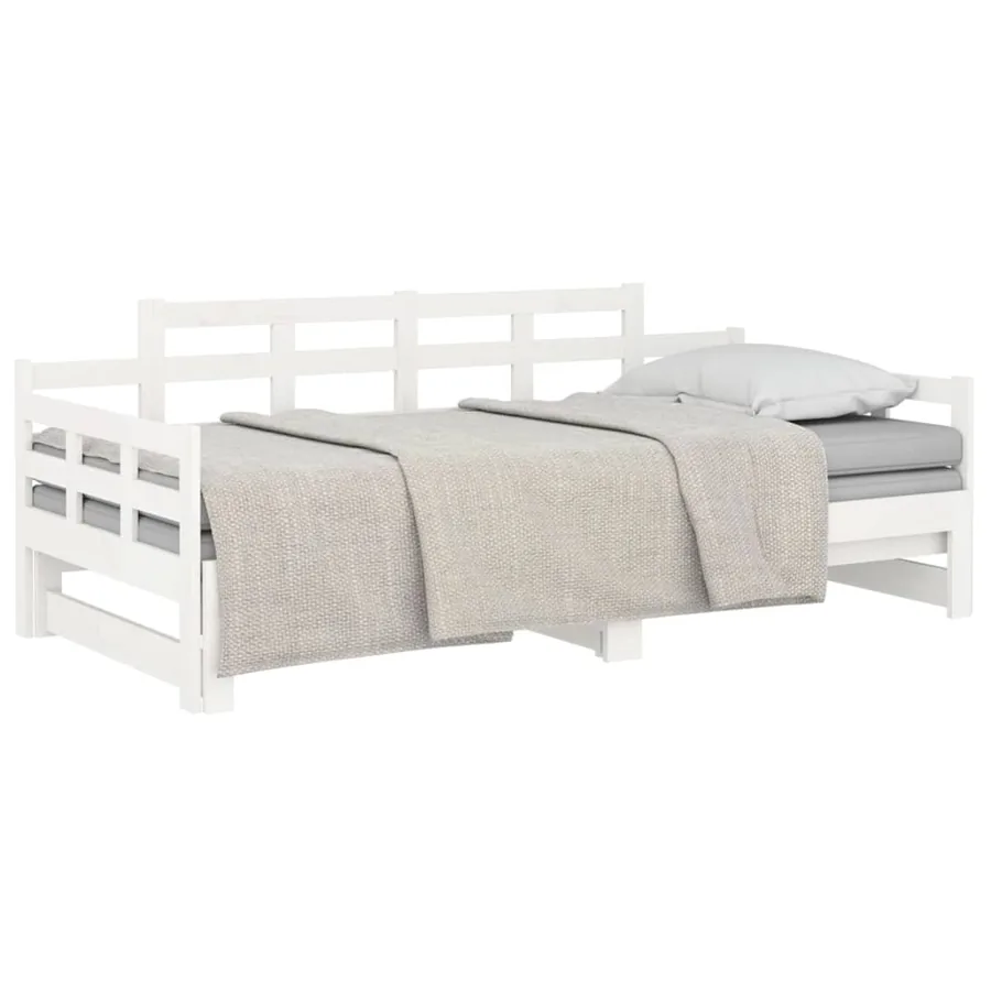 Lit coulissant sans matelas blanc 2x(90x190) cm - 3