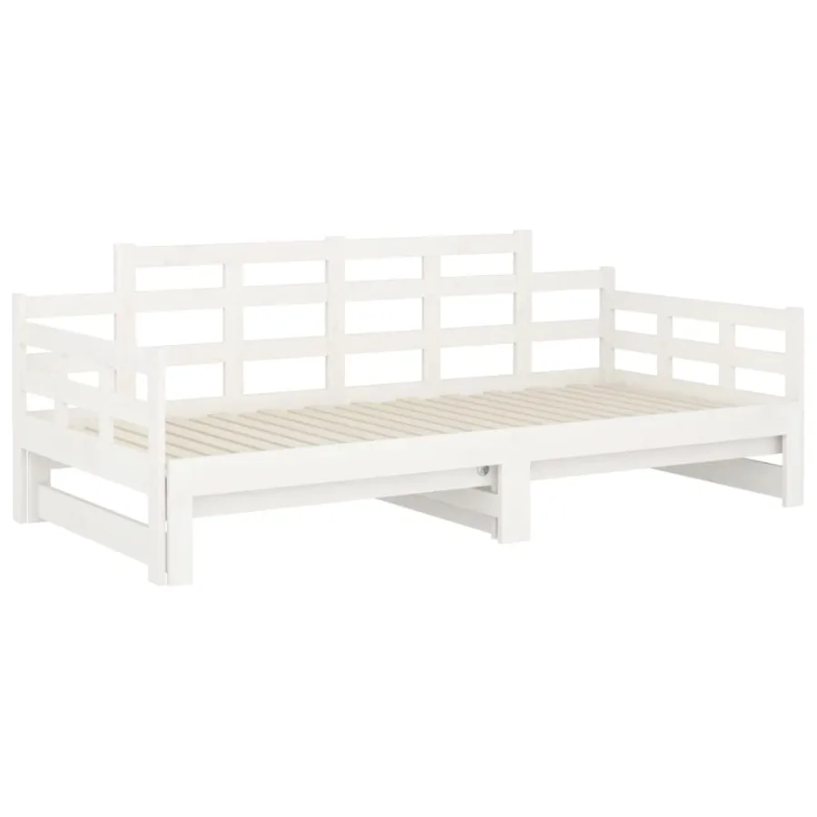 Lit coulissant sans matelas blanc 2x(90x190) cm - 8