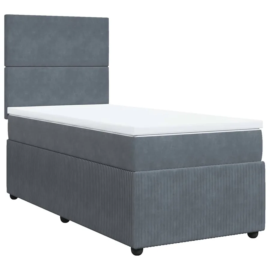Sommier à lattes de lit et matelas Gris foncé 80x200 cm Velours - 3