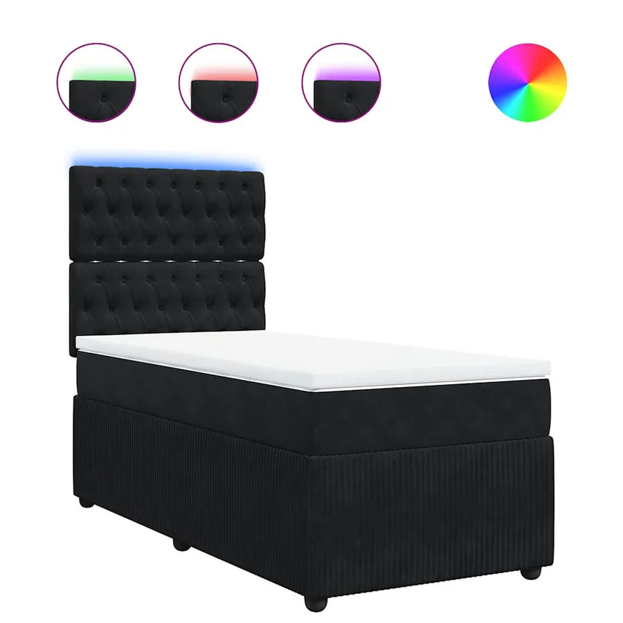 Sommier à lattes de lit et matelas Noir 80x200 cm Velours - 2