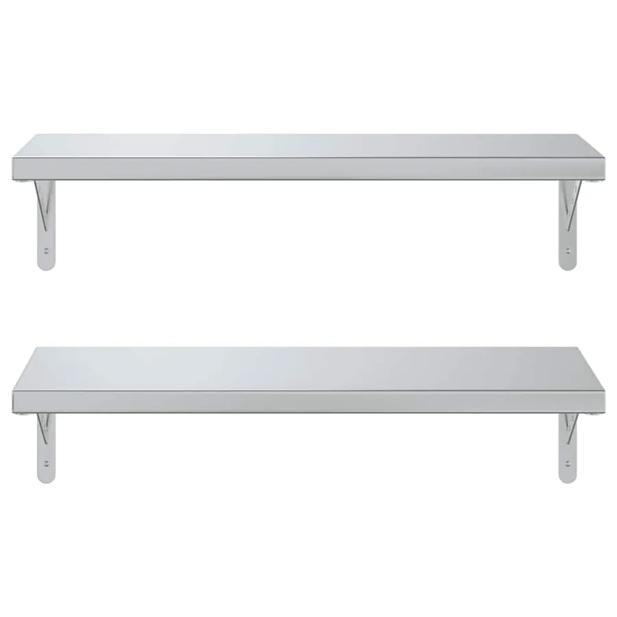 Étagères murales 2 pcs 75x30 cm argenté acier inoxydable - 5