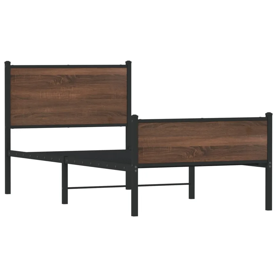 Cadre de lit en métal sans matelas chêne marron 75x190 cm - 3