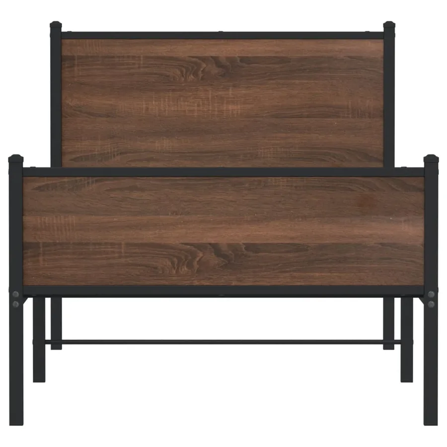 Cadre de lit en métal sans matelas chêne marron 75x190 cm - 5