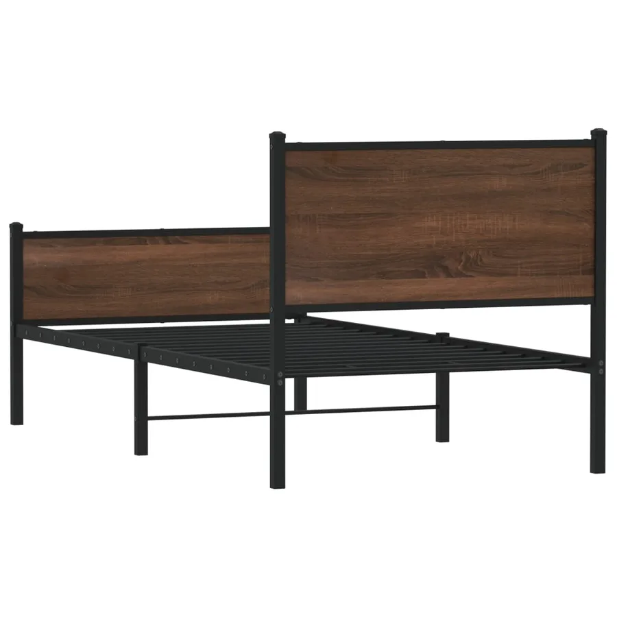 Cadre de lit en métal sans matelas chêne marron 75x190 cm - 7